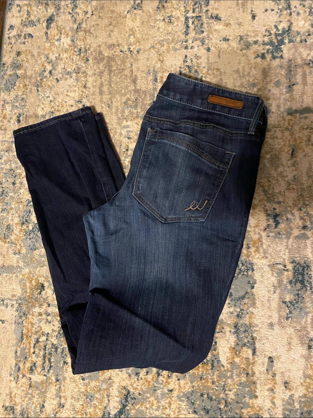 Express Skinny Stella Low-Rise Jeans - Dark Blue